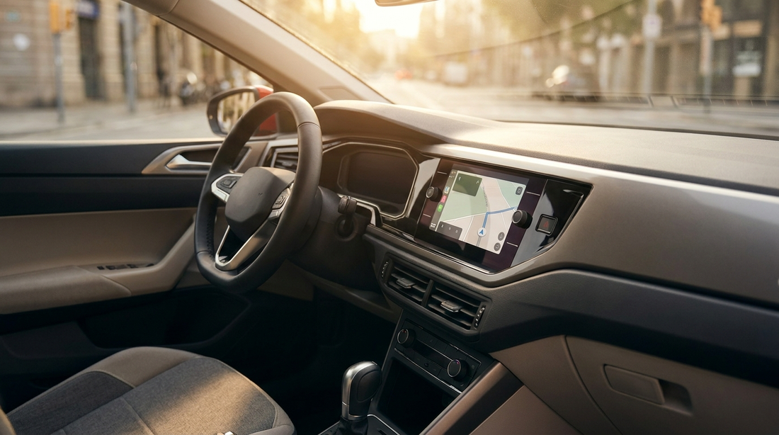 Écran CarPlay intégré sur le tableau de bord d'une Renault Clio 4