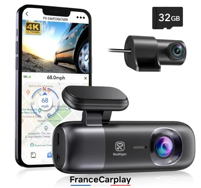 🟠 Dashcam Haut de Gamme – 4K | WiFi | GPS | App Mobile | Surveillance 24h
