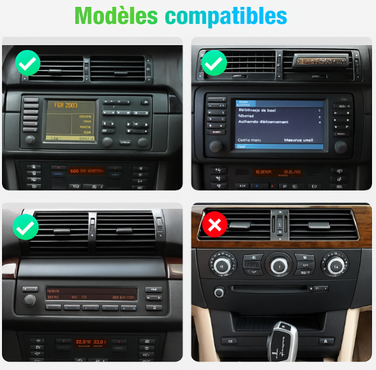 Autoradio CarPlay BMW Série 5 E39 / X5 E53 avec écran tactile intégré