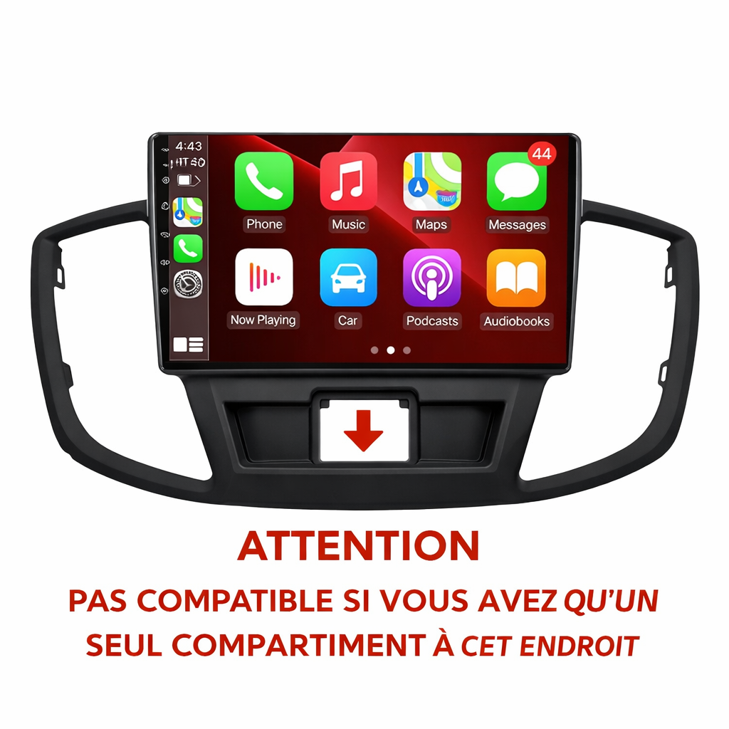 Autoradio CarPlay Ford Transit avec écran tactile intégré