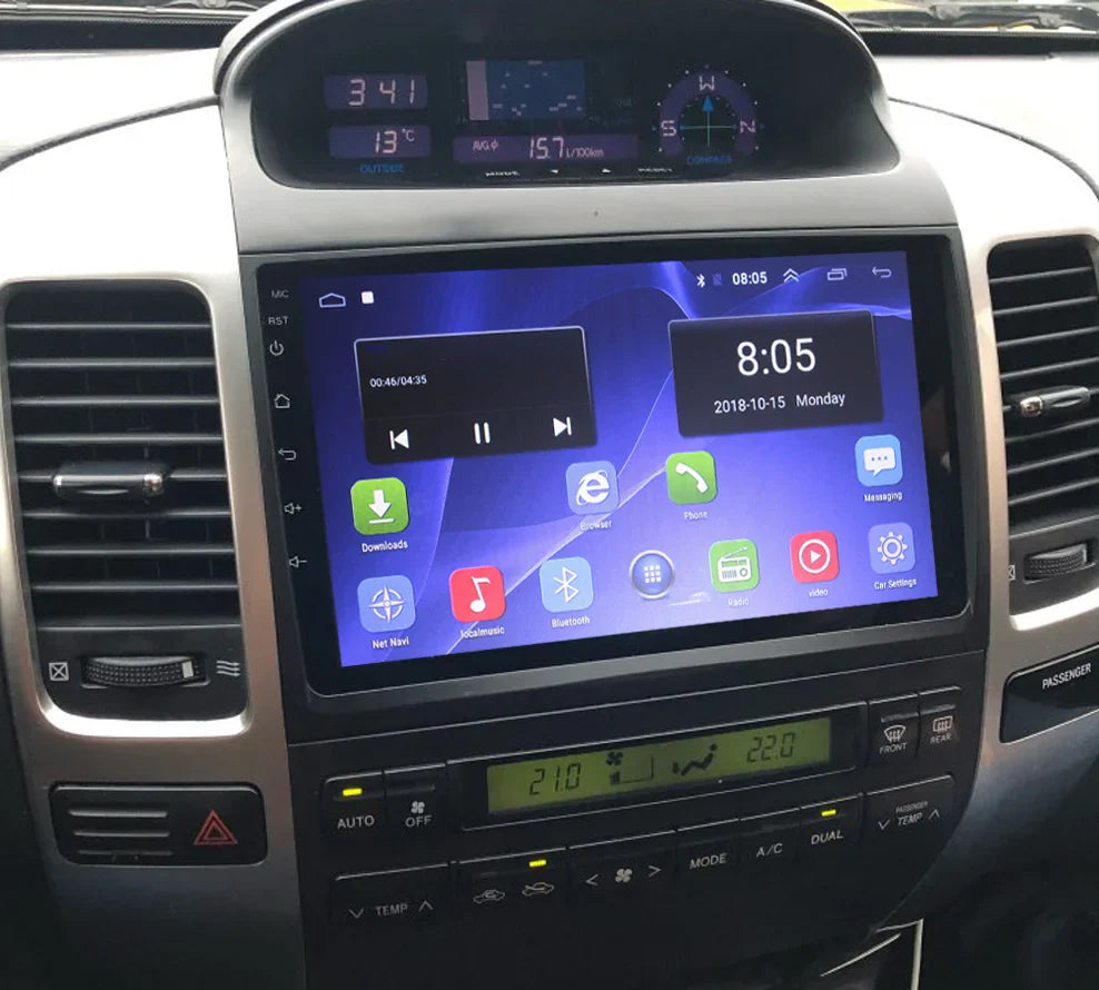 Autoradio CarPlay Toyota Land Cruiser Prado 120 avec écran tactile intégré