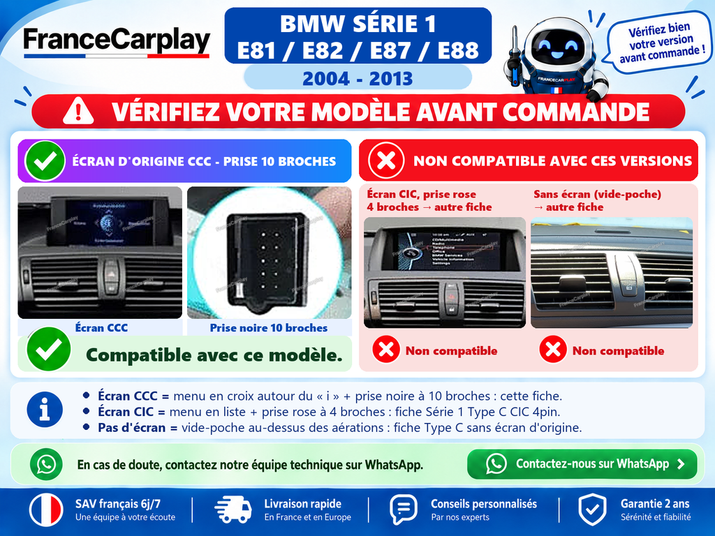 BMW SÉRIE 1 [2004–2013] - TYPE C | Ecran d'origine [CCC 10pin]