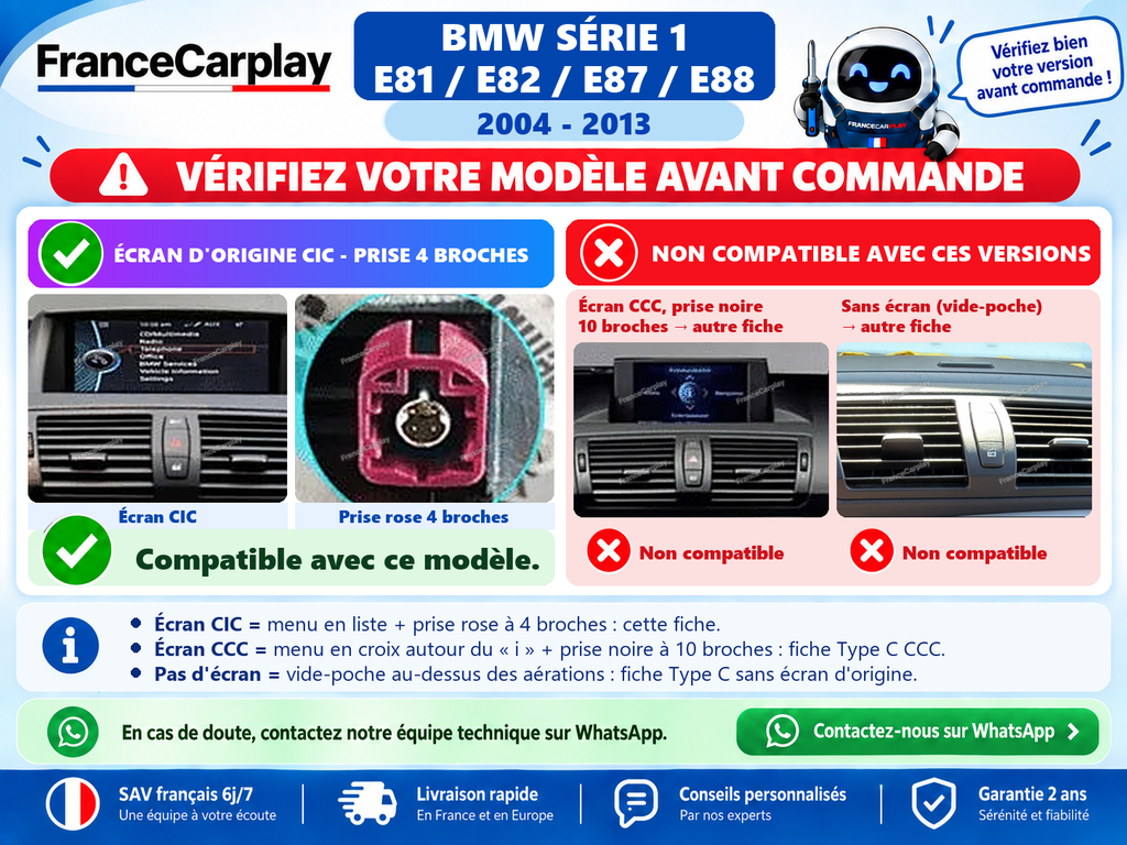 BMW SÉRIE 1 [2004–2013] - TYPE C | Ecran d'origine [CIC 4pin]
