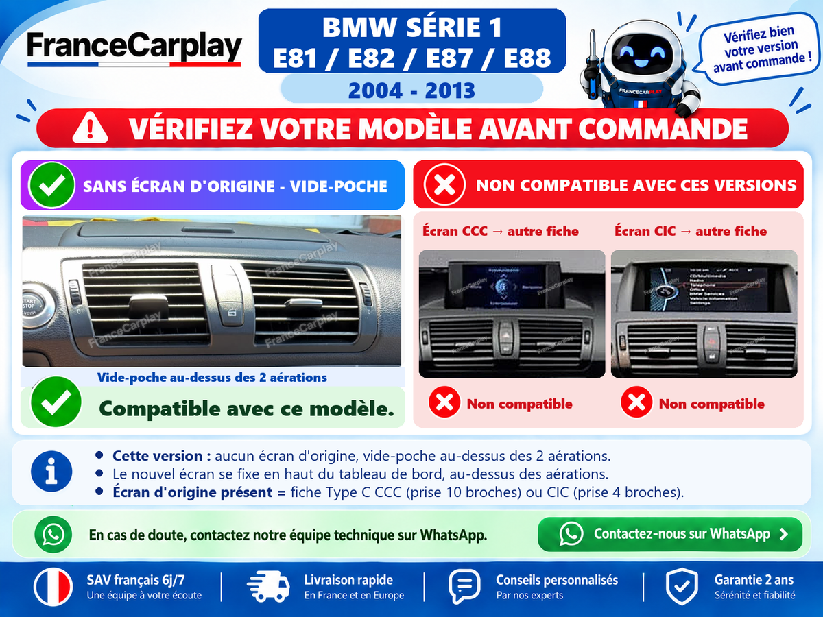 BMW SÉRIE 1 [2004–2013] TYPE C | Sans écran d'origine