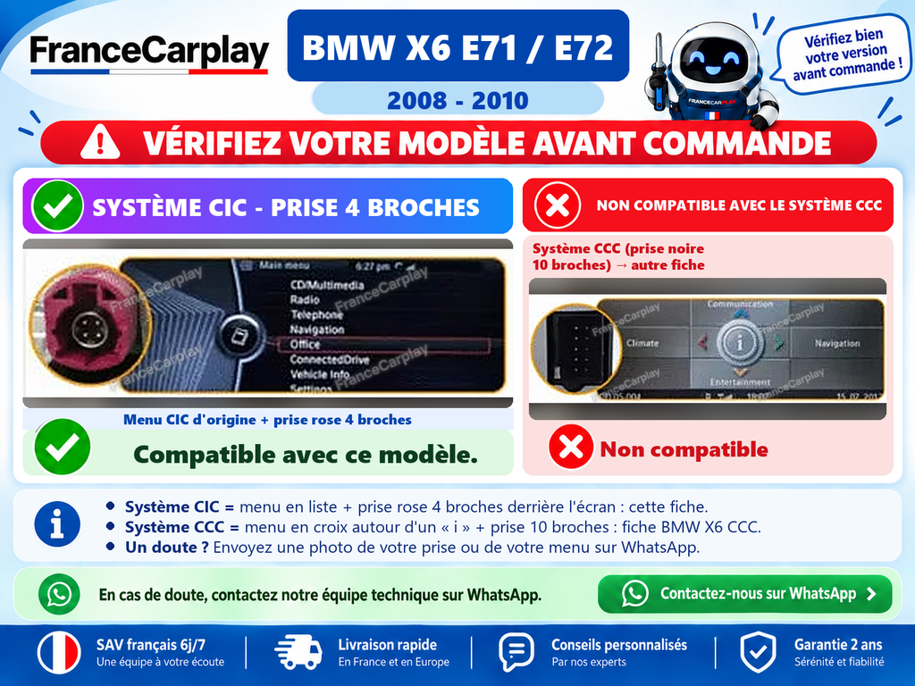 BMW X6 [2008 - 2010] E71/E72 - Système CIC (4PIN)
