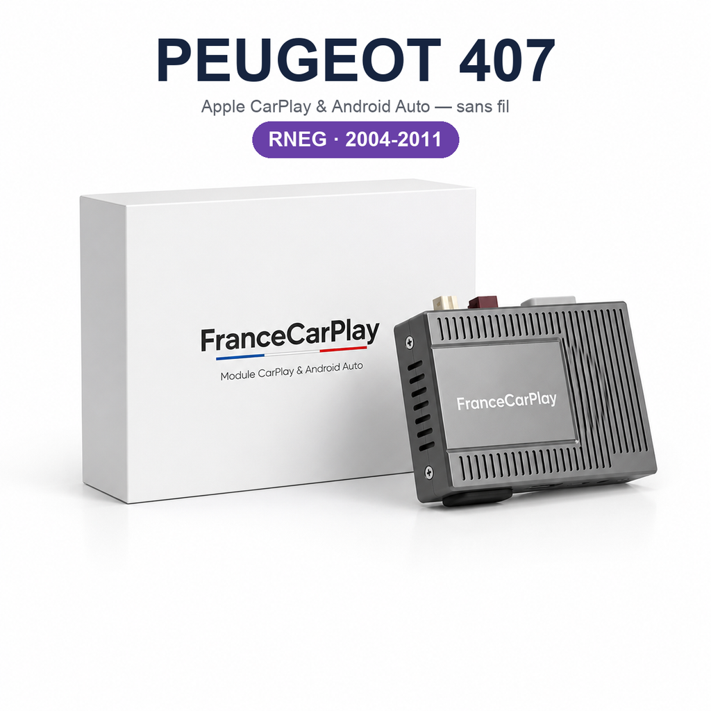 Boîtier CarPlay et Android Auto sans fil pour Peugeot 407 RNEG (2004-2011)
