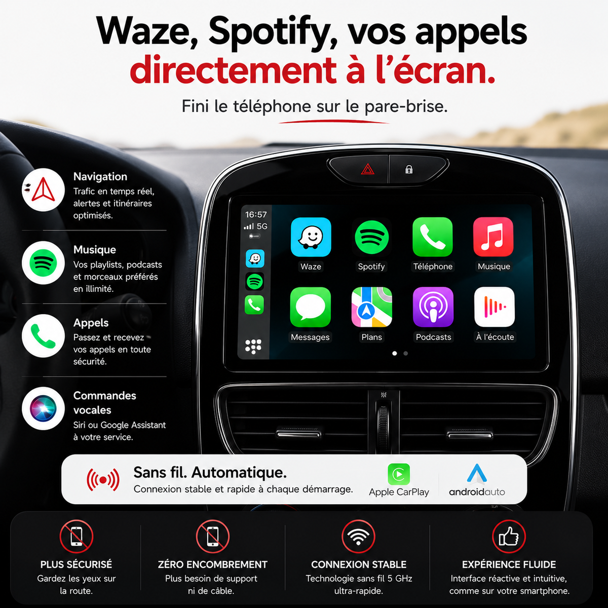 Kit écran CarPlay Citroën C-Crosser par FranceCarplay