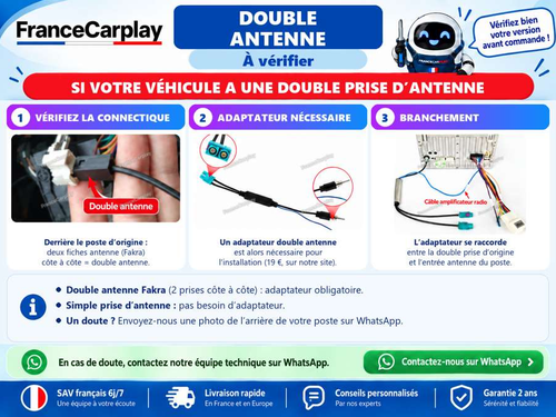 Adaptateur double antenne radio Volkswagen