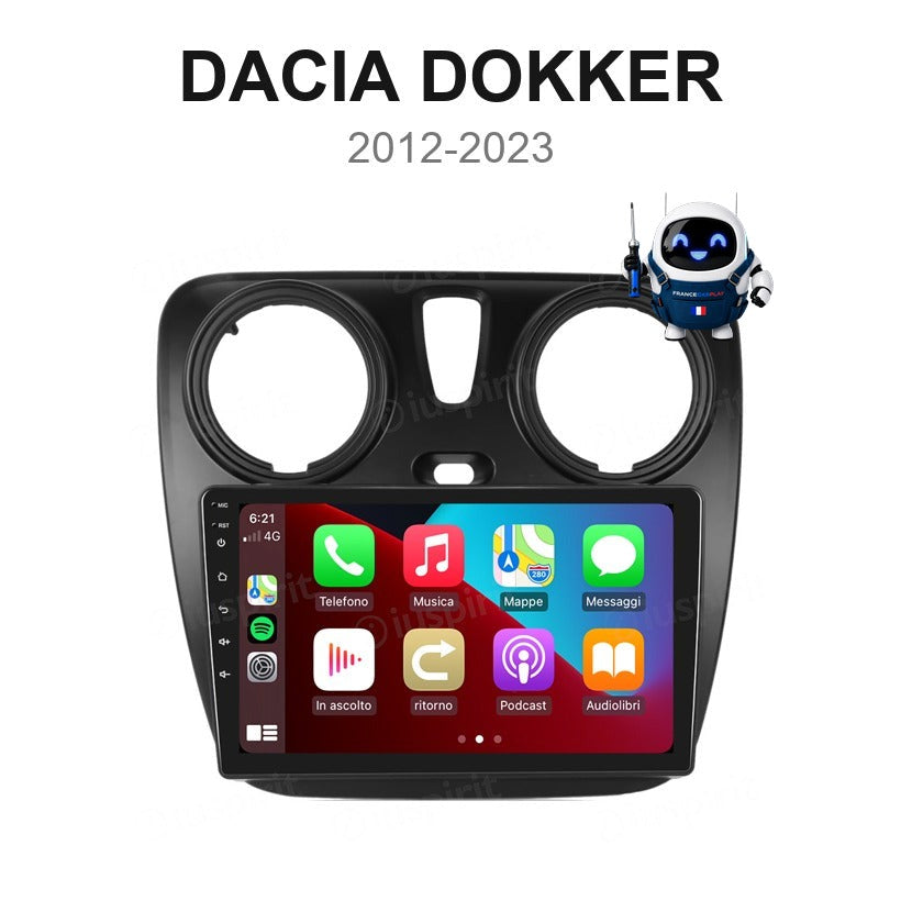 Écran CarPlay et Android Auto sans fil pour Dacia Dokker (2012-2023)