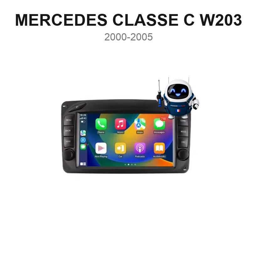 Écran CarPlay et Android Auto sans fil pour Mercedes Classe C W203 (2000-2005)