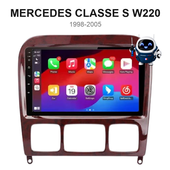 Écran CarPlay et Android Auto sans fil pour Mercedes Classe S W220 (1998-2005)