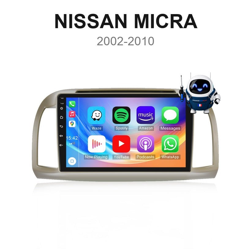 Écran CarPlay et Android Auto sans fil pour Nissan Micra (2002-2010)