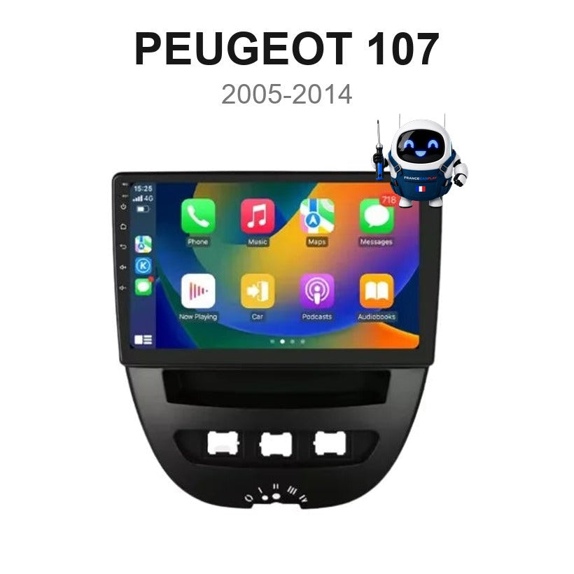 Écran CarPlay et Android Auto sans fil pour Peugeot 107 (2005-2014)