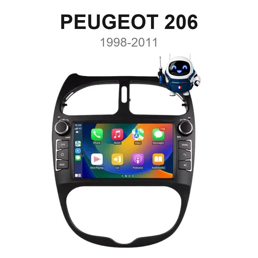 Écran CarPlay et Android Auto sans fil pour Peugeot 206 (1998-2011)