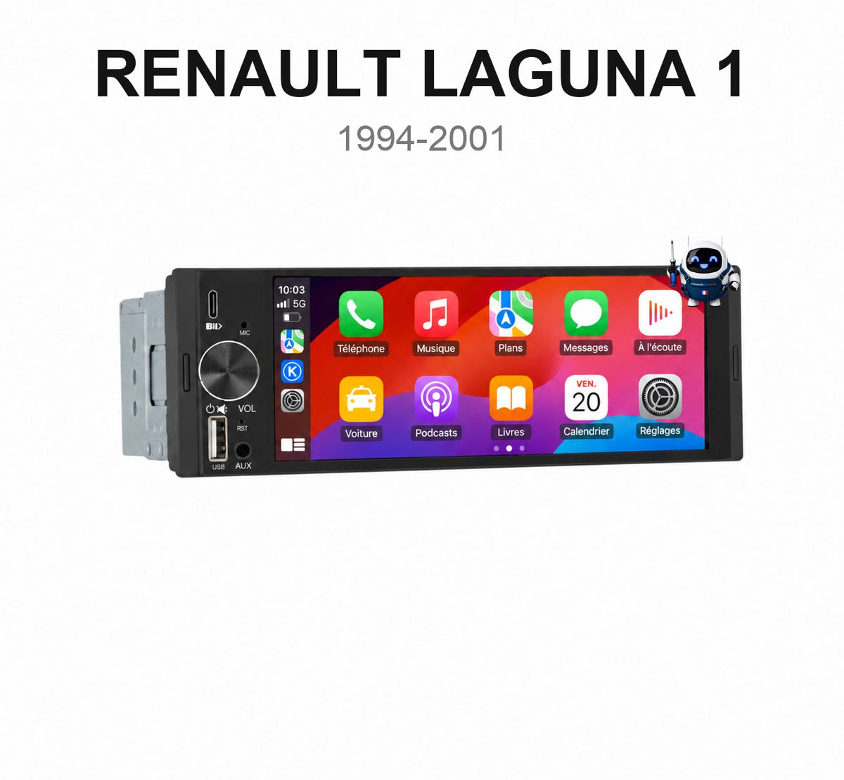 Écran CarPlay et Android Auto sans fil pour Renault Laguna 1 (1994-2001)
