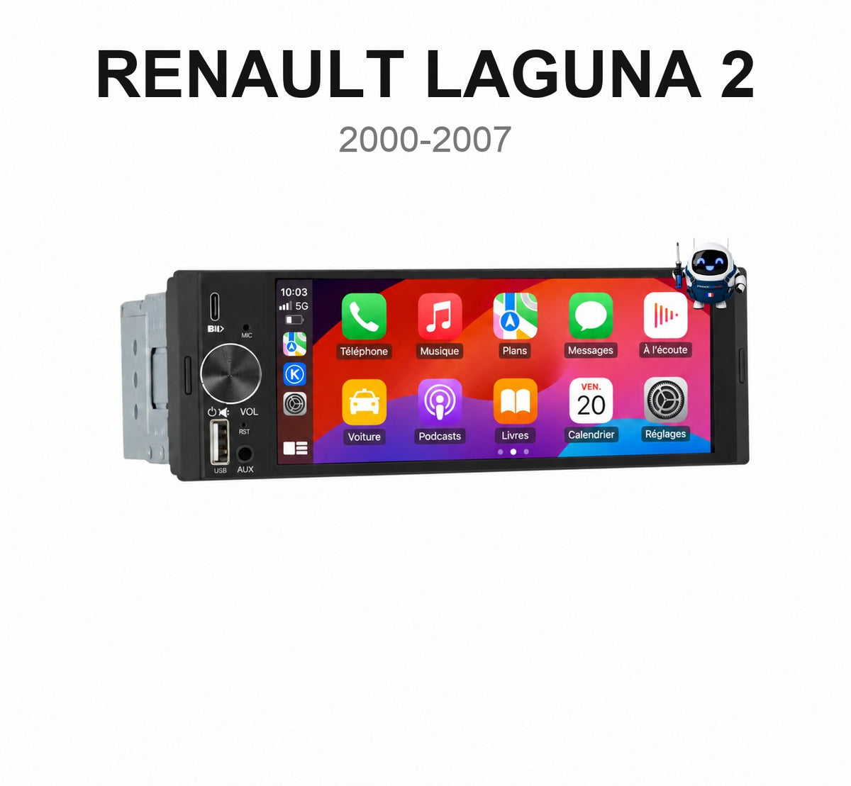 Écran CarPlay et Android Auto sans fil pour Renault Laguna 2 (2000-2007)