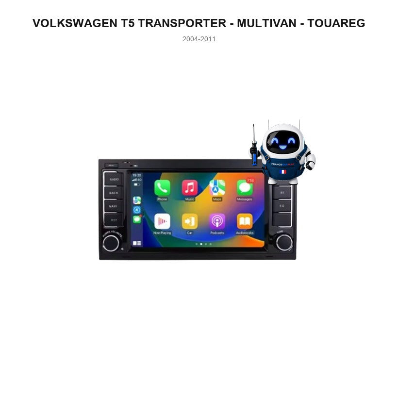 Écran CarPlay et Android Auto sans fil pour Volkswagen T5 Transporter - Multivan - Touareg (2004-2011)