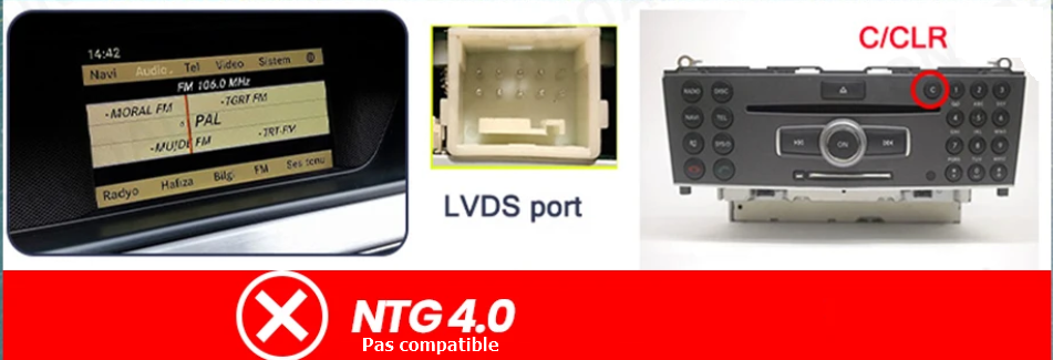 Façade autoradio dédiée à la Mercedes Classe B W246 2011-2018