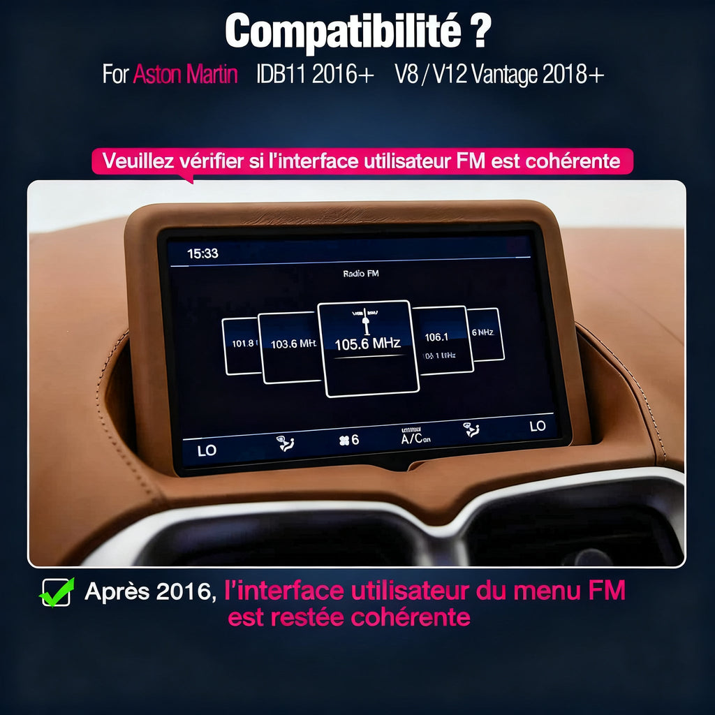 Module CarPlay plug and play pour Aston Martin DB11 sur écran d'origine