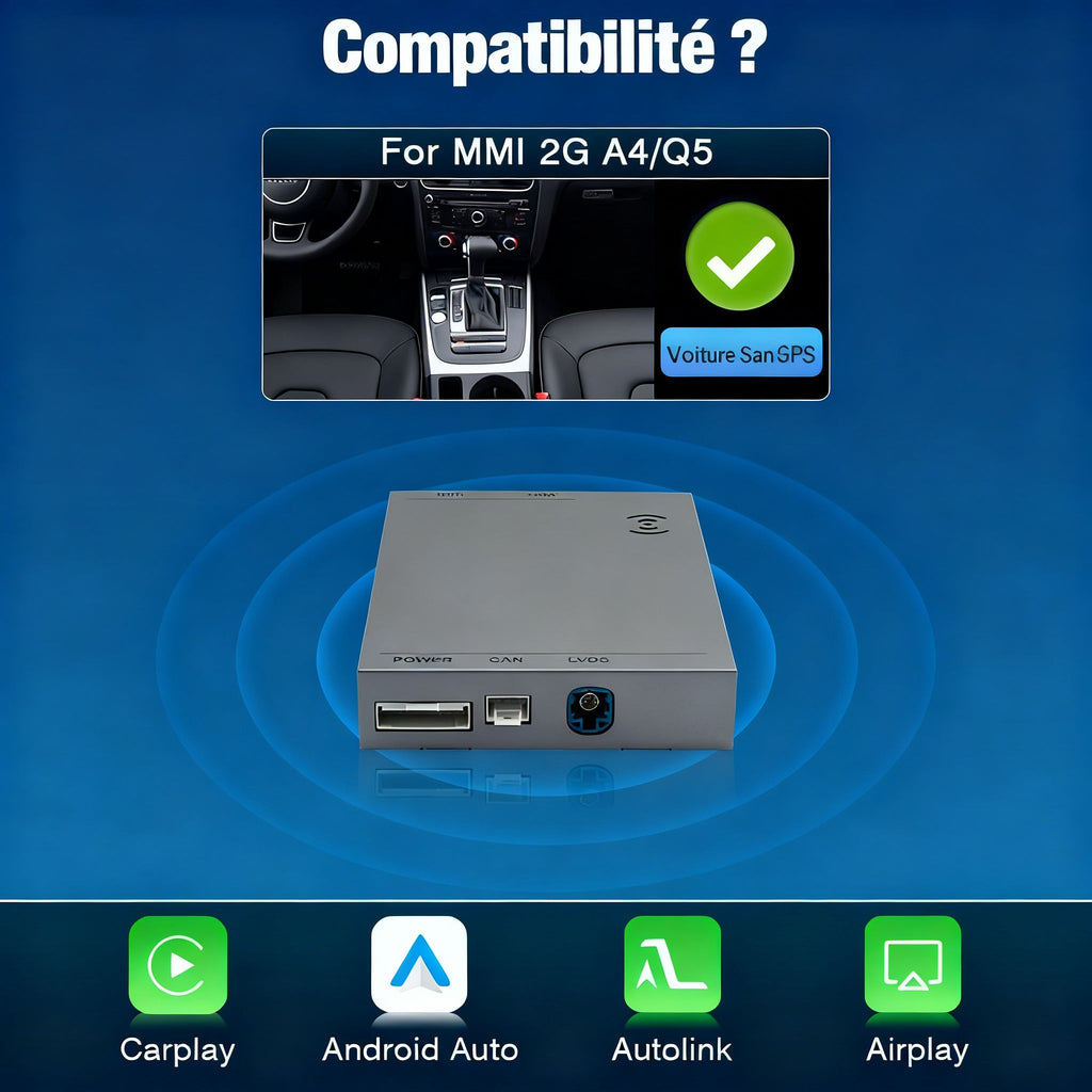 Module CarPlay plug and play pour Audi A5 MMI 2G sur écran d'origine