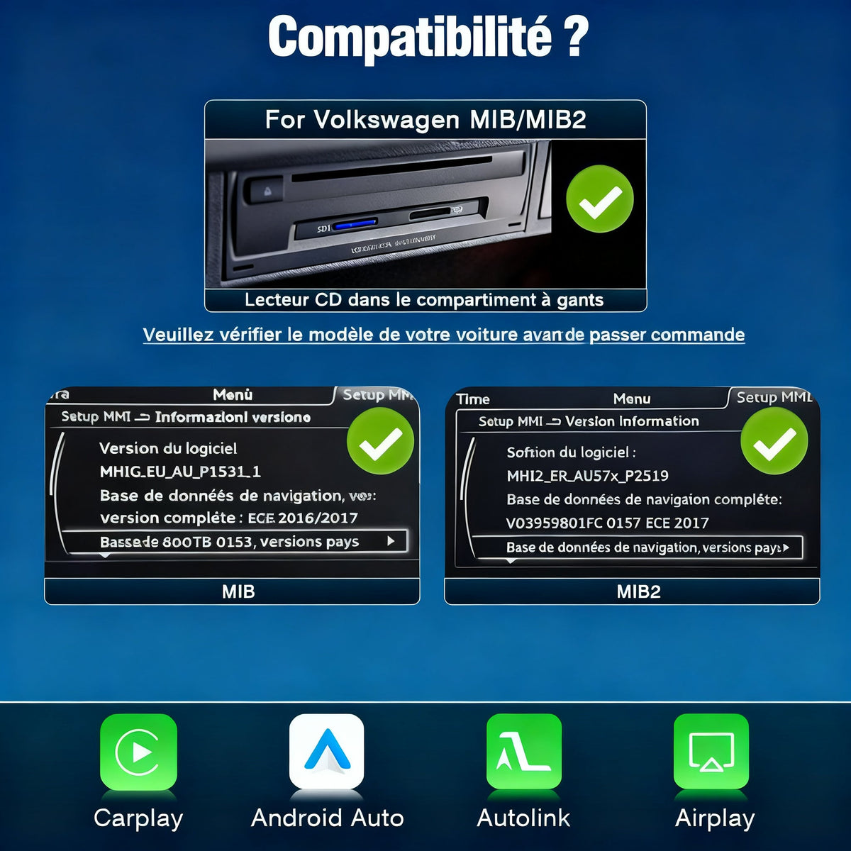 Module CarPlay plug and play pour Audi Q5 MIB sur écran d'origine