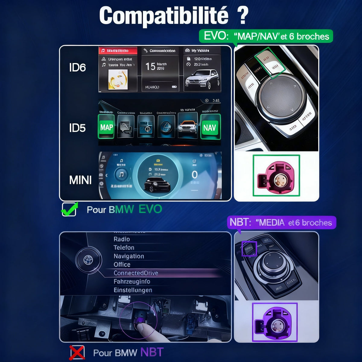 Module CarPlay plug and play pour BMW Série 2 EVO sur écran d'origine
