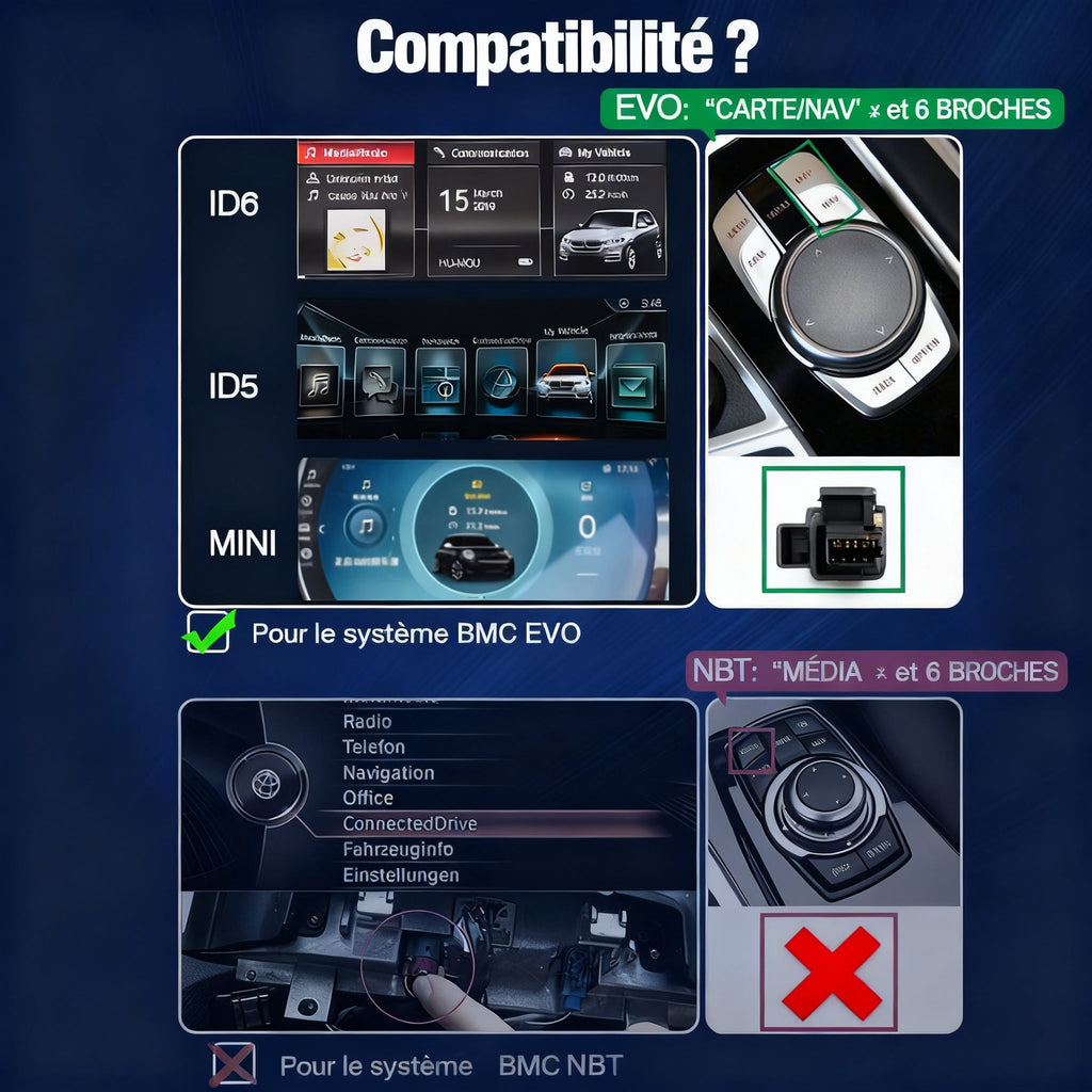 Module CarPlay plug and play pour BMW X5 EVO sur écran d'origine