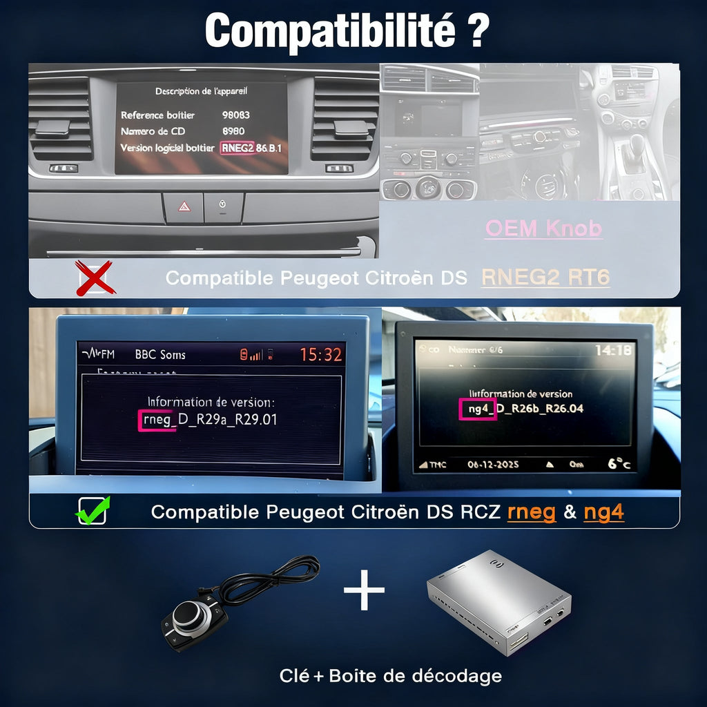 Module CarPlay plug and play pour Citroën C5 RNEG sur écran d'origine