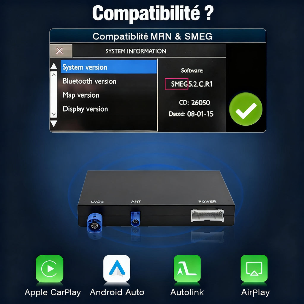 Module CarPlay plug and play pour DS 6 SMEG sur écran d'origine