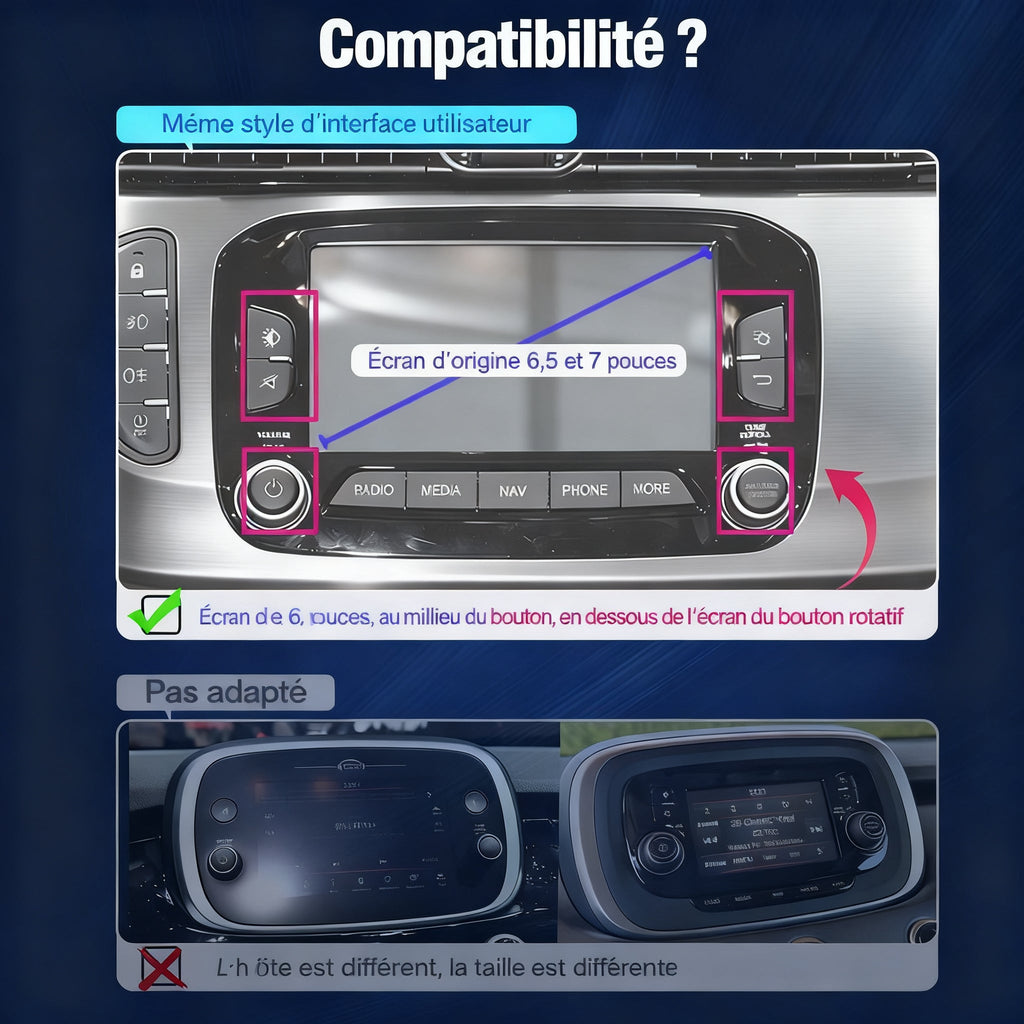 Module CarPlay plug and play pour Fiat 500 UCONNECT sur écran d'origine