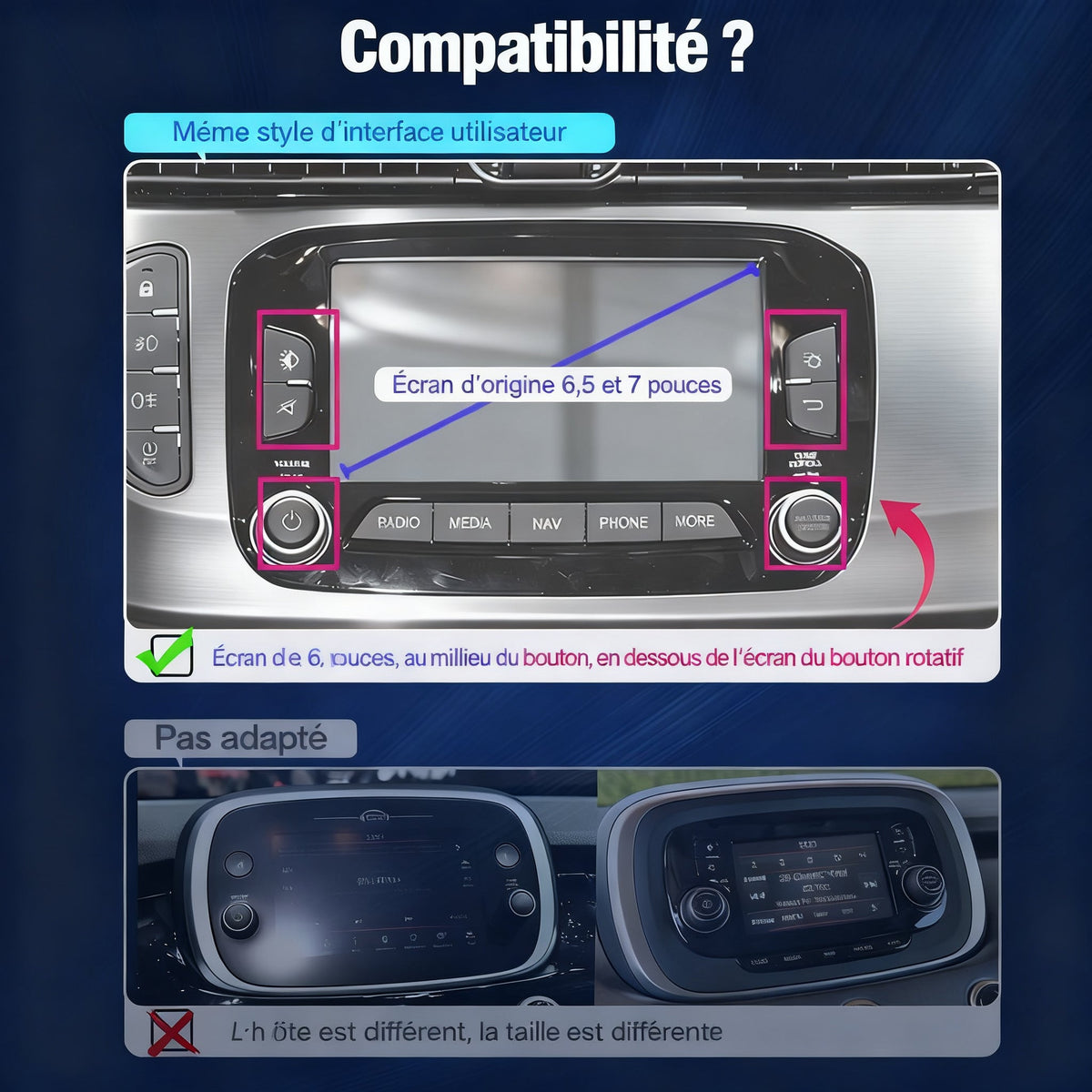 Module CarPlay plug and play pour Fiat 500C UCONNECT sur écran d'origine