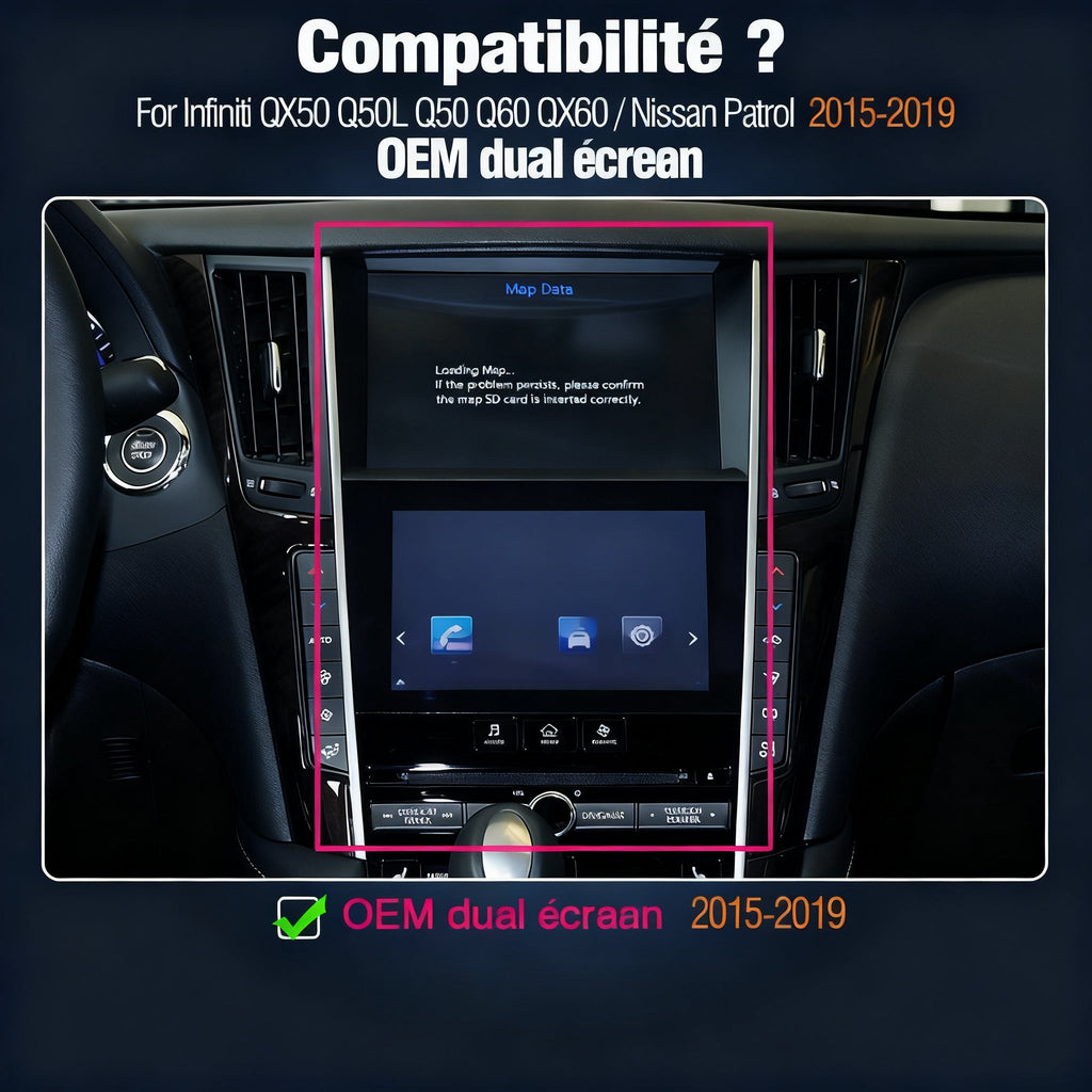 Module CarPlay plug and play pour Infiniti Q50 sur écran d'origine