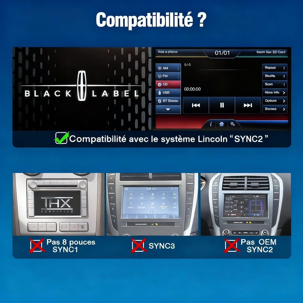Module CarPlay plug and play pour Lincoln MKC SYNC2 sur écran d'origine