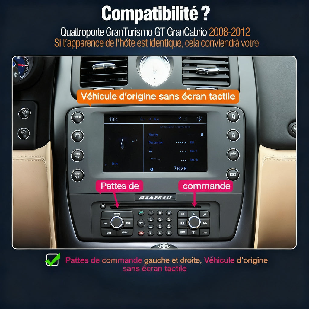 Module CarPlay plug and play pour Maserati GranTurismo sur écran d'origine