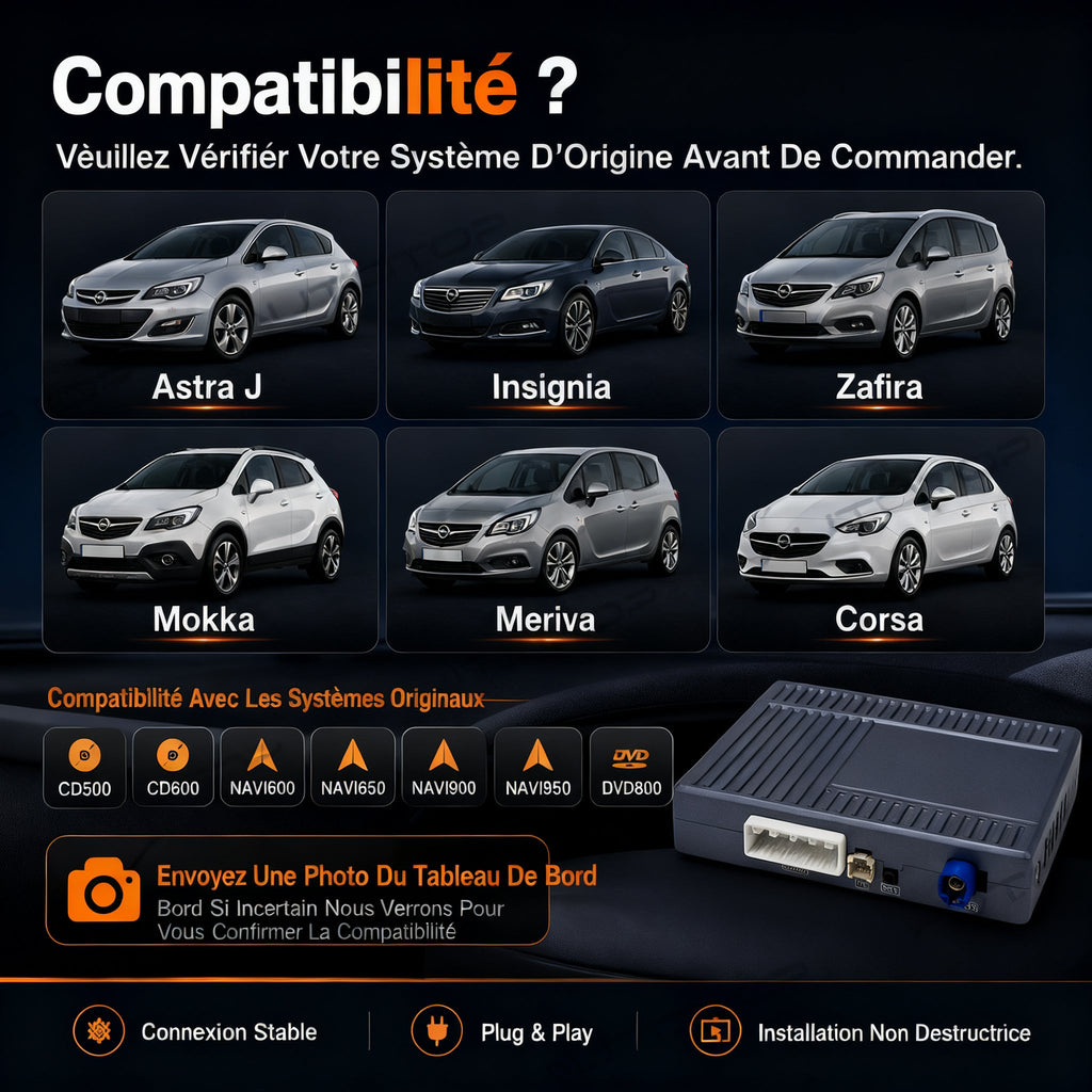 Module CarPlay plug and play pour Opel Astra INTELLILINK sur écran d'origine