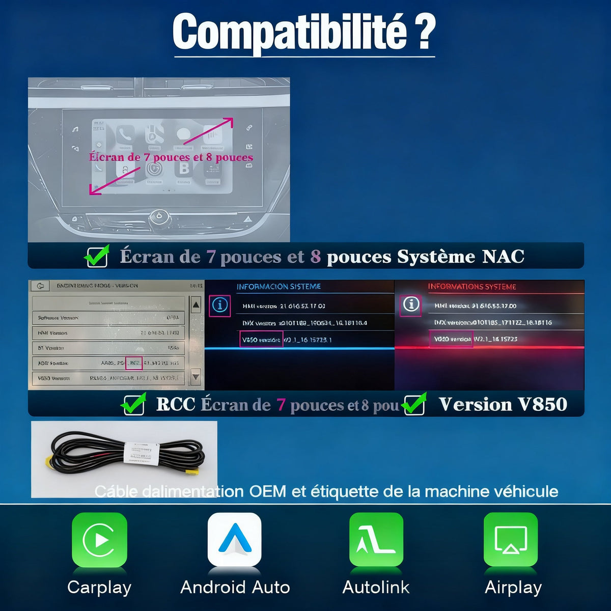 Module CarPlay plug and play pour Peugeot Expert RCC sur écran d'origine